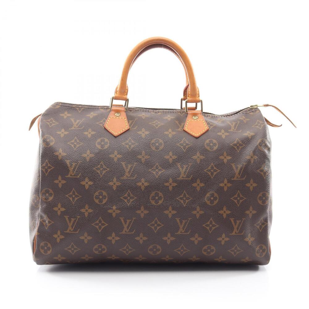 Louis Vuitton Speedy Monogram Top Handle Bag Canvas Leather Brown
